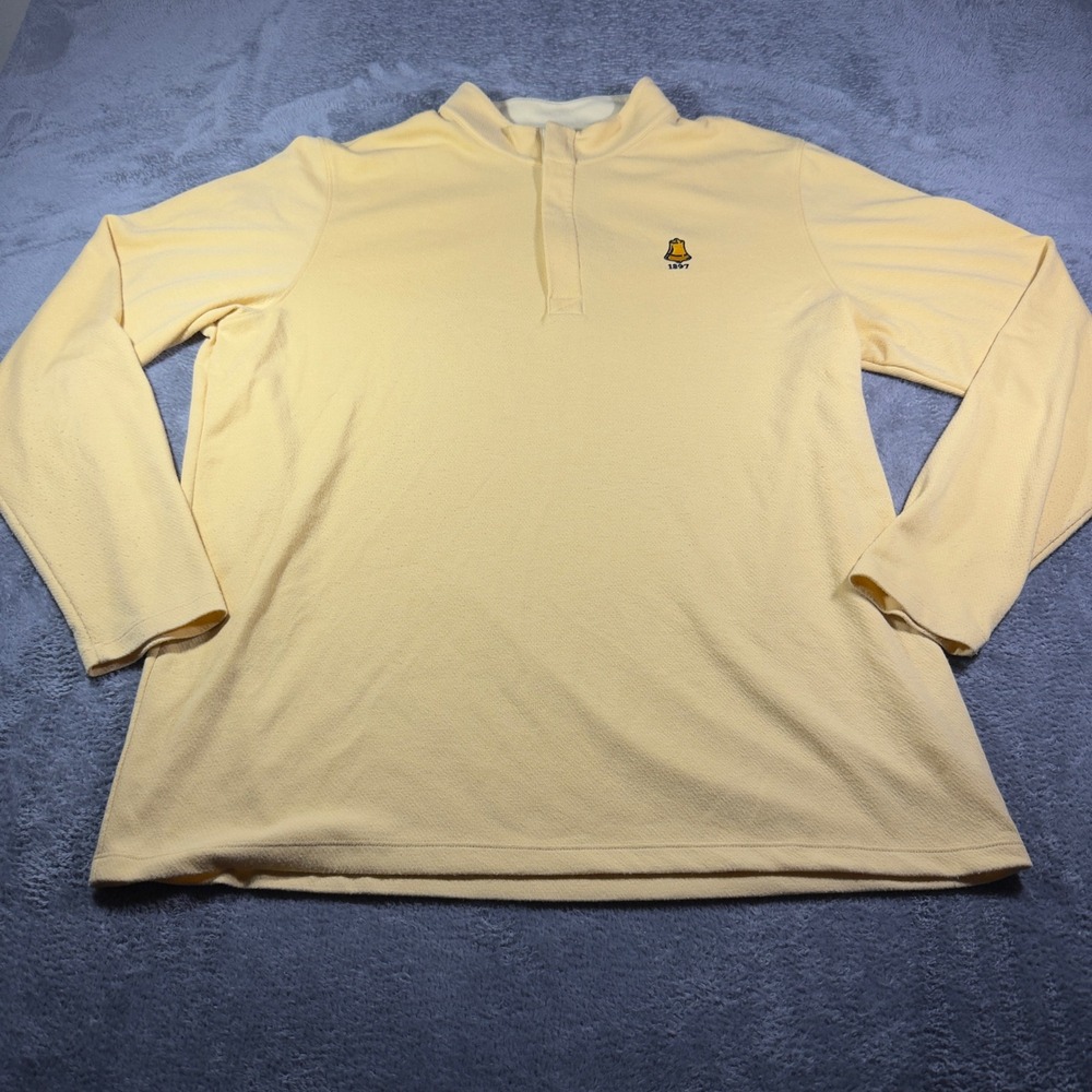 Nike Mens Yellow 1/4 Snap Mock Neck Pullover Atlantic City CC Logo Long Sleeve